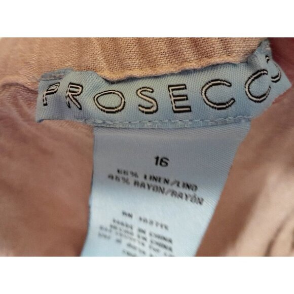 Prosecco Size 16 Linen-Blend Luxury Resort Waist-Tie Skirt Pockets Beige - Picture 5 of 5